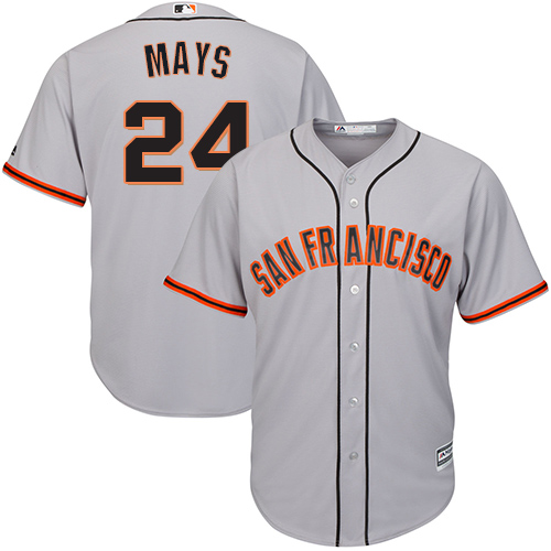 Giants #24 Willie Mays Grey Road Cool Base Stitched Youth MLB Jersey